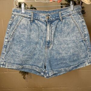 American Eagle | women bleached washed denim mom shorts